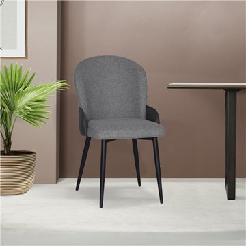 Chaise rembourrée Simo en tissu gris clair avec détails en nubuck anthracite - Confort et style sophistiqué