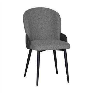 Chaise rembourrée Simo en tissu gris clair avec détails en nubuck anthracite - Confort et style sophistiqué