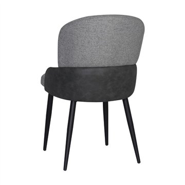 Chaise rembourrée Simo en tissu gris clair avec détails en nubuck anthracite - Confort et style sophistiqué
