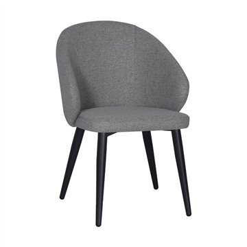 Chaise tapissée Patya en tissu gris cendré avec pieds noirs - Confort essentiel et caractère moderne