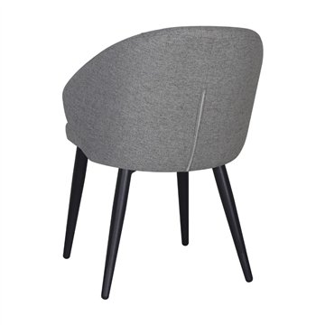 Chaise tapissée Patya en tissu gris cendré avec pieds noirs - Confort essentiel et caractère moderne