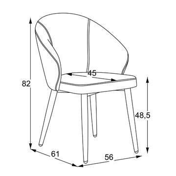 Chaise tapissée Patya en tissu gris cendré avec pieds noirs - Confort essentiel et caractère moderne