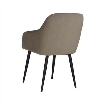 Chaise Rarra en tissu gris tourterelle avec dossier géométrique et pieds noirs - Confort pour environnements modernes