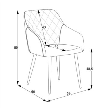 Chaise Rarra en tissu gris tourterelle avec dossier géométrique et pieds noirs - Confort pour environnements modernes
