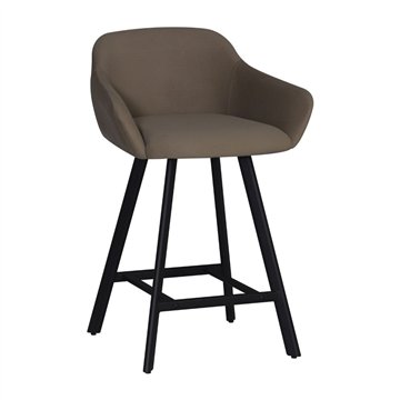 Tabouret Mey gris tourterelle avec assise rembourrée et pieds en métal noir - Elégance et confort pour l'espace snack