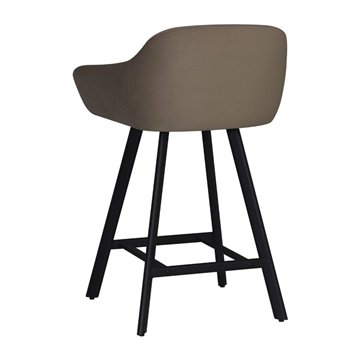 Tabouret Mey gris tourterelle avec assise rembourrée et pieds en métal noir - Elégance et confort pour l'espace snack