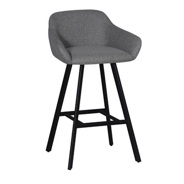 Tabouret Mey gris cendré avec assise rembourrée et pieds en métal noir - Elégance et confort pour l'espace snack