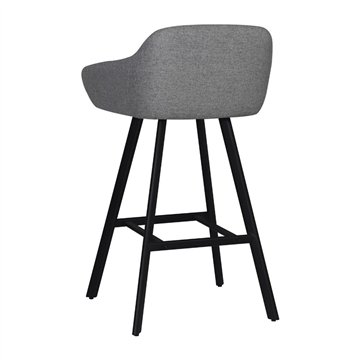 Tabouret Mey gris cendré avec assise rembourrée et pieds en métal noir - Elégance et confort pour l'espace snack