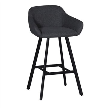Tabouret Mey gris foncé avec assise rembourrée et pieds en métal noir - Elégance et confort pour l'espace snack