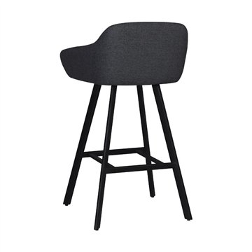 Tabouret Mey gris foncé avec assise rembourrée et pieds en métal noir - Elégance et confort pour l'espace snack