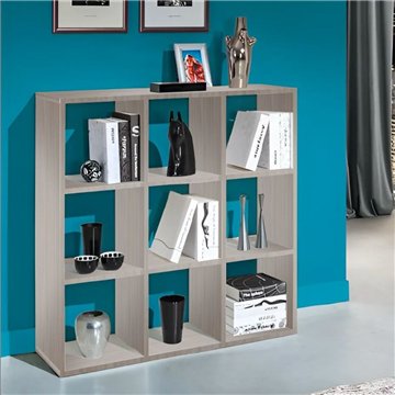 Bibliothèque 9 compartiments ouverts orme perle Hawaï 106x32x106H