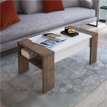 Table d'appoint Tinus avec plateau relevable en noyer eastwood et finition spatule