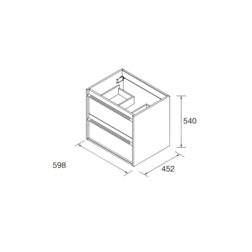 Armoire de toilette murale 60 cm chêne ostippo avec lavabo et 2 tiroirs
