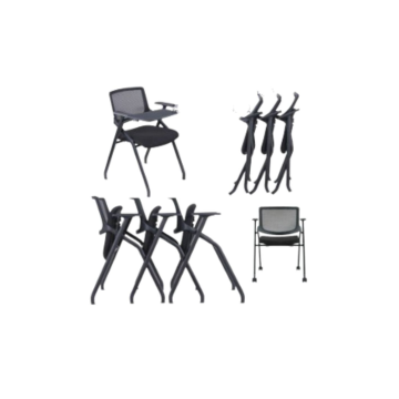 Chaise de bureau avec table pliante et dossier noir