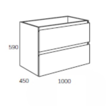 Armoire de toilette murale 100 cm chêne gris avec 2 tiroirs - Mancys