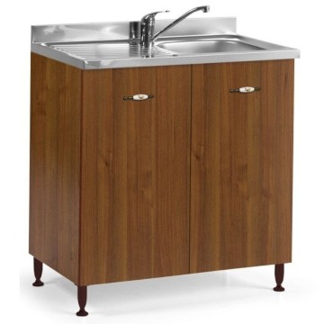 Meuble sous évier 80x85H cm noyer antique avec deux portes - Toscohome