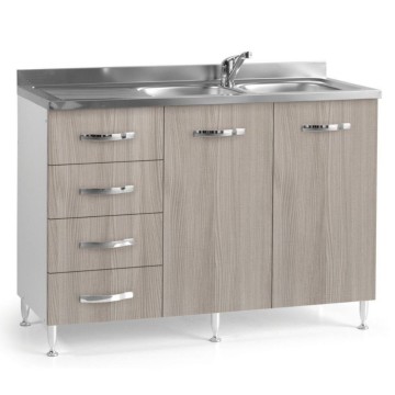 Meuble sous évier 120 cm avec évier et tiroirs - Orme