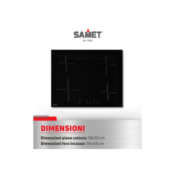 Plaque de cuisson à induction de 60 cm avec 4 zones coloris noir - Samet Etna60