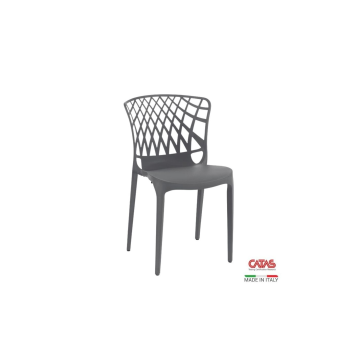 Chaise Logan en polypropylène marron avec dossier perforé