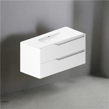 Meuble de salle de bain Soho blanc mat avec tiroirs à effet rainuré 100x45x50H