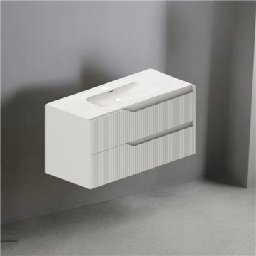 Meuble de salle de bain Soho en cachemire mat avec tiroirs ondulés 100x45x50H