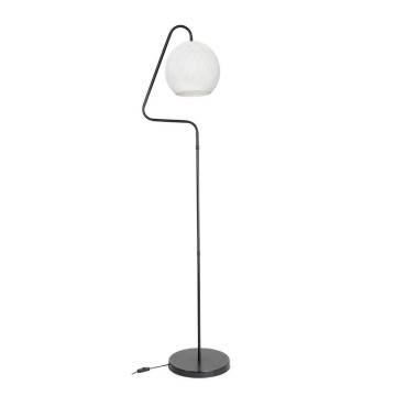Yumak MDL4256 lampadaire gris avec abat-jour en tissu blanc