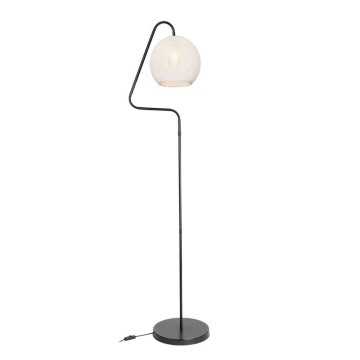 Yumak MDL4256 lampadaire gris avec abat-jour en tissu blanc