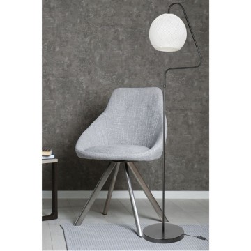 Yumak MDL4256 lampadaire gris avec abat-jour en tissu blanc