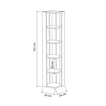 Bibliothèque d'angle à 5 étagères Nati anthracite