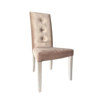 Chaise Montecarlo 3 boutons velours gris tourterelle