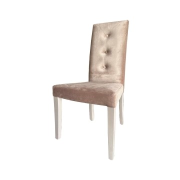 Chaise Montecarlo 3 boutons velours gris tourterelle