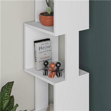 Piri white cube bookcase with 5 shelves 35x30x161H - Design géométrique et fonctionnalité