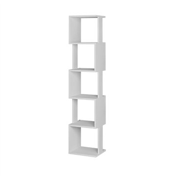 Piri white cube bookcase with 5 shelves 35x30x161H - Design géométrique et fonctionnalité