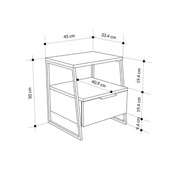 Table de chevet Pal sand 45x41x50 cm - Style moderne et fonctionnalité dans un design raffiné