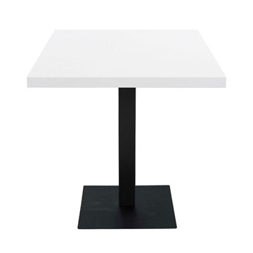 Table carrée Key 80x80 avec base en métal noir et plateau blanc