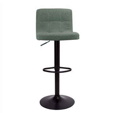 Tabouret réglable avec assise en tissu vert et base en métal noir mat Mosva