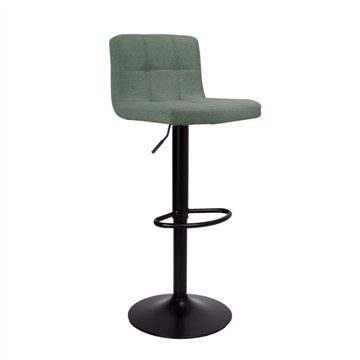 Tabouret réglable avec assise en tissu vert et base en métal noir mat Mosva