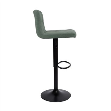 Tabouret réglable avec assise en tissu vert et base en métal noir mat Mosva