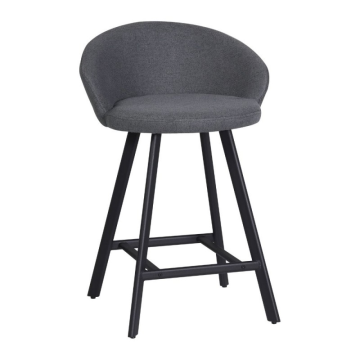 Tabouret gris rembourré avec pieds noirs - Fenk