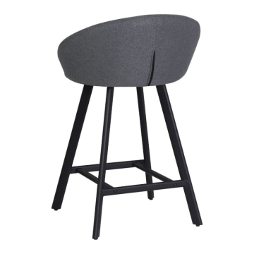 Tabouret gris rembourré avec pieds noirs - Fenk