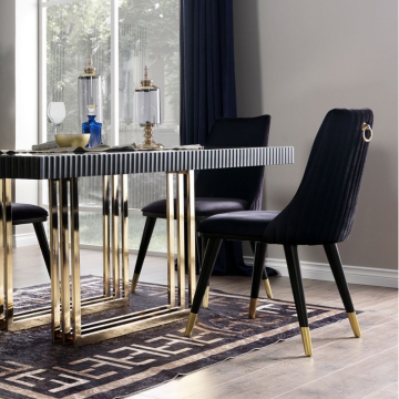 Chaise de salle à manger en velours noir, élégante et moderne - Simphony