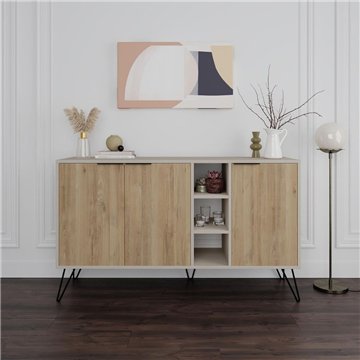 Madia 3 ante Clara 142x35,5x83h colore sandstone e Rovere