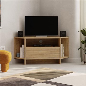 Porta TV angolare Viva colore Rovere 95.7x35.4x45.3H - Design Funzionale per spazi intelligenti