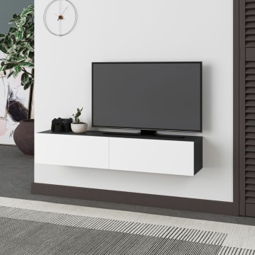 Meuble TV à abattant Francy anthracite blanc