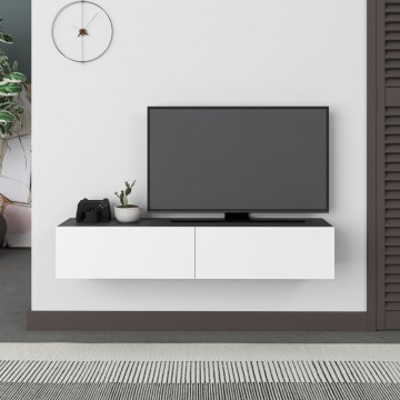 Meuble TV à abattant Francy anthracite blanc