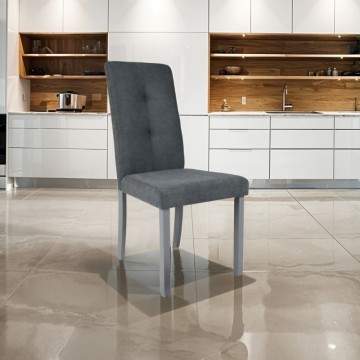 Chaise Eric en bois et tissu gris - Toscohome