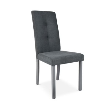 Chaise Eric en bois et tissu gris - Toscohome