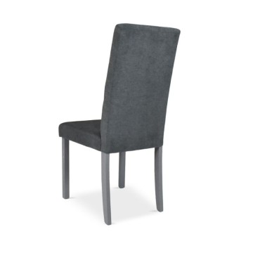 Chaise Eric en bois et tissu gris - Toscohome