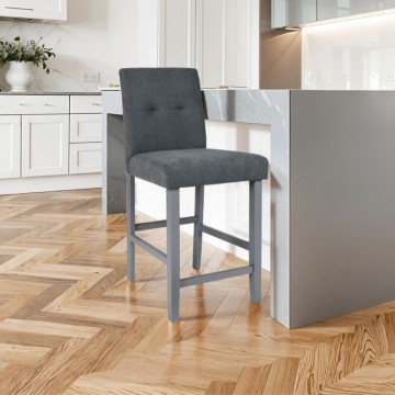 Tabouret en bois Alex avec tissu gris | Toscohome