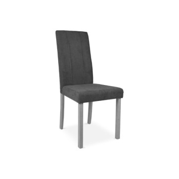 Chaise tapissée Verty, bois et tissu gris - Toscohome